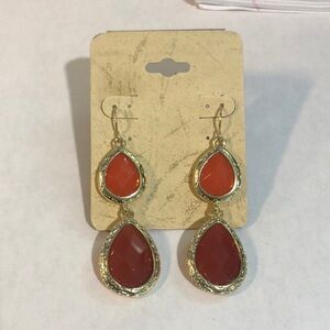 New Res and Orange Dangle Earrings